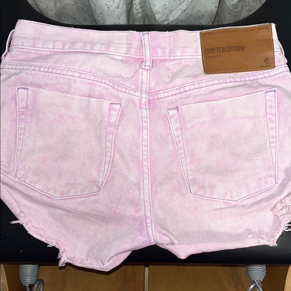 One Teaspoon Pink Distressed Jean Shorts